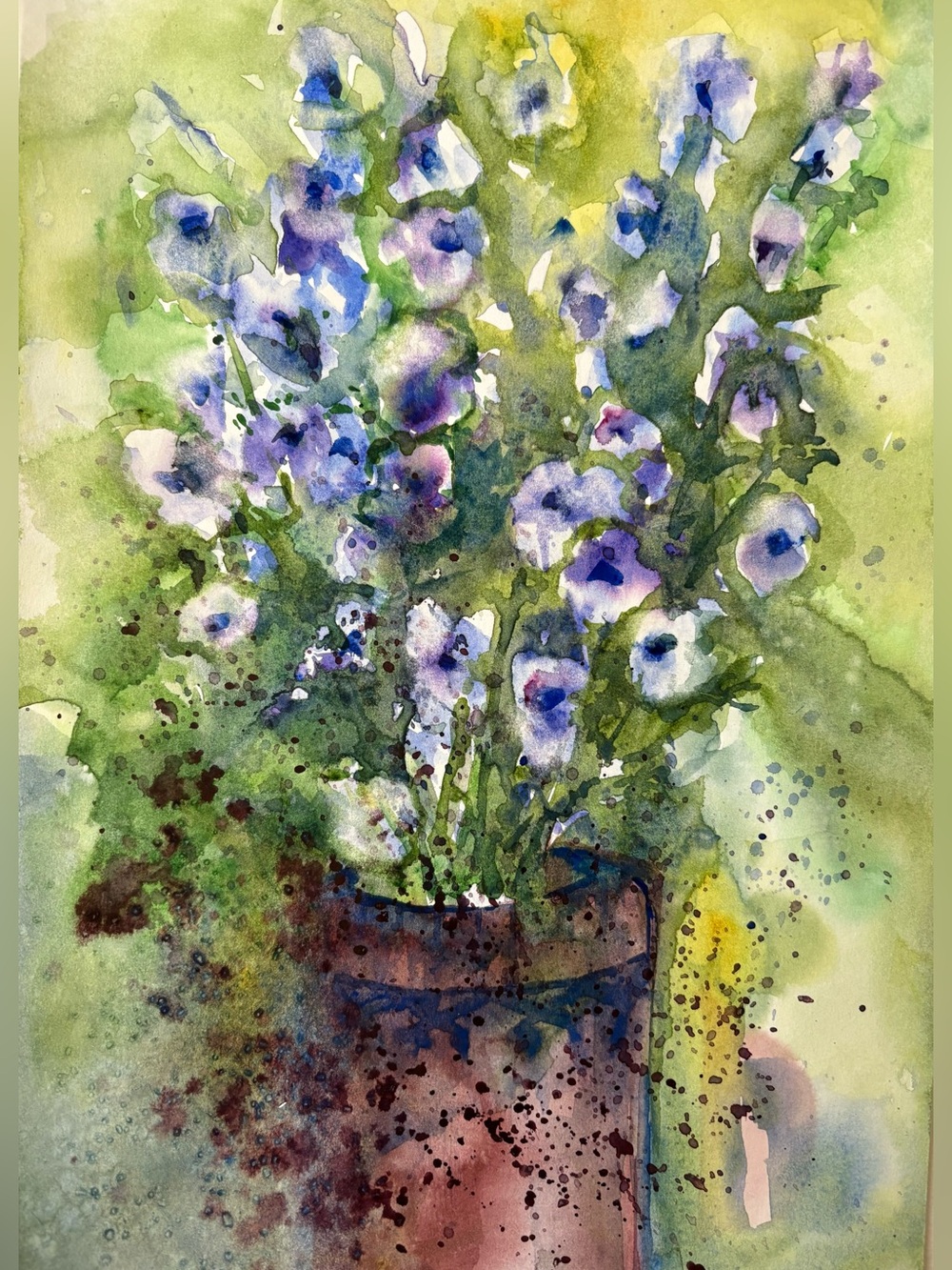Original watercolor painting “ delphinium “